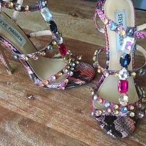 Steve Madden jeweled faux Snakeskin heels